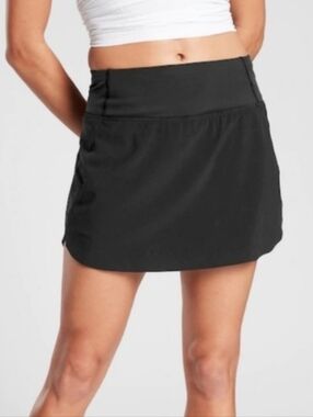 Athleta - Black Active Skort with White Logo Womens Size Small